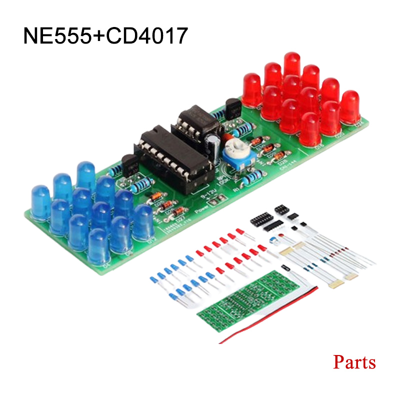 Diy Electronics Learning Kit - IC LED rojo azul luces intermitentes