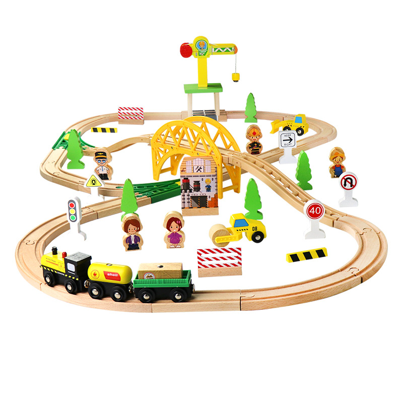 Pista de tren de madera, conju - Diy Electric Car reseña y precio