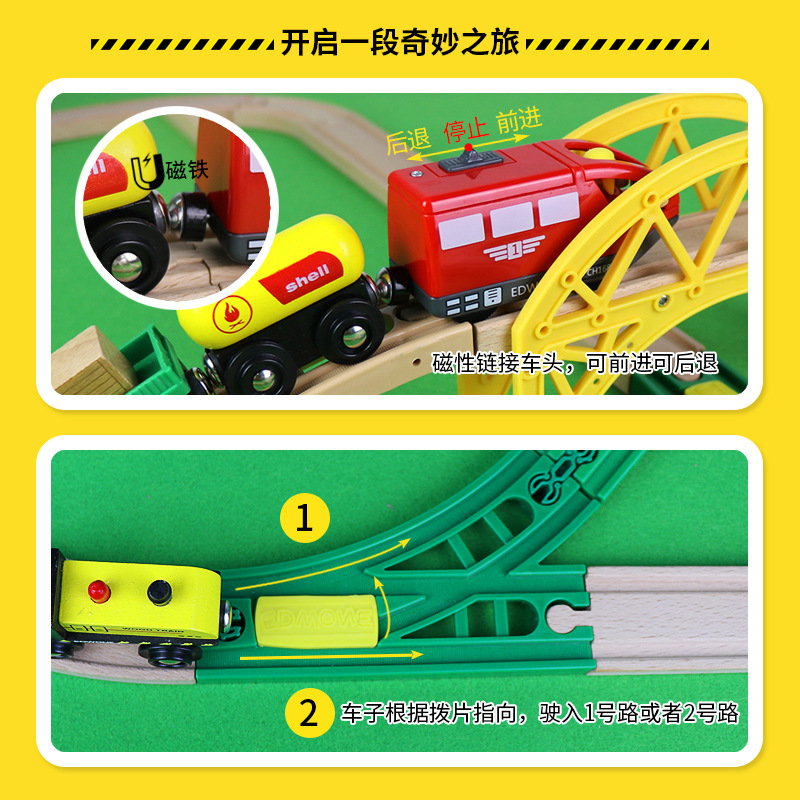 Pista de tren de madera, conju - Diy Electric Car reseña y precio
